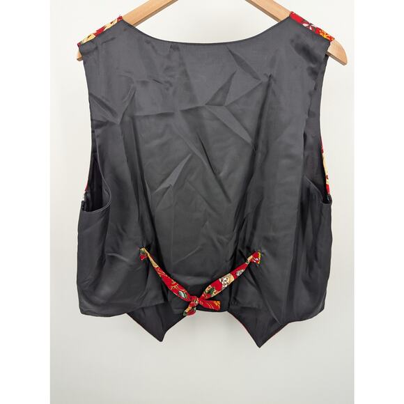 Vintage 100% Cotton 111 Main Red Christmas Winter Holiday Party Vest Size 1X - Picture 3 of 5